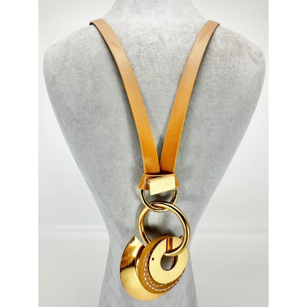 Gold Derili Taşlı Kolye